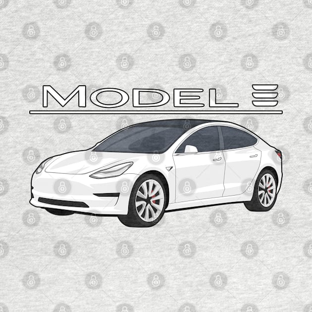 The Model 3 Car electric vehicle white by creative.z